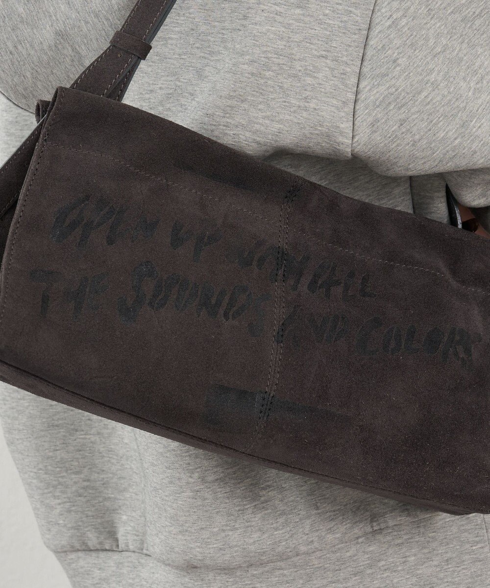 russet ステンシルデザインスエード横長ショルダーバッグ(CE-1640) 