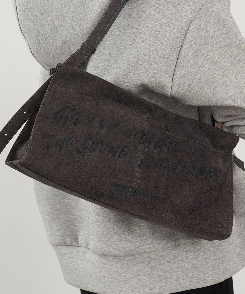 russet ステンシルデザインスエード横長ショルダーバッグ(CE-1640) 