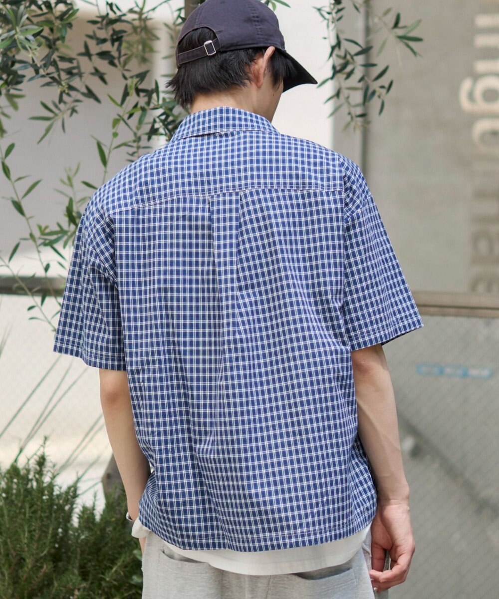 WEGO クロップドSSマイクロチェックシャツ 