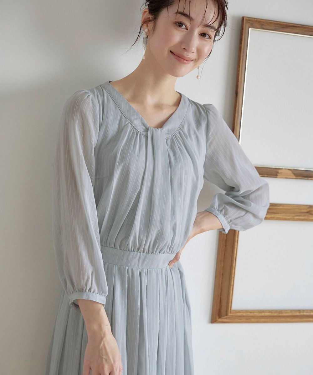 Tiaclasse L 【新色追加・洗える】シフォンギャザーワンピース 