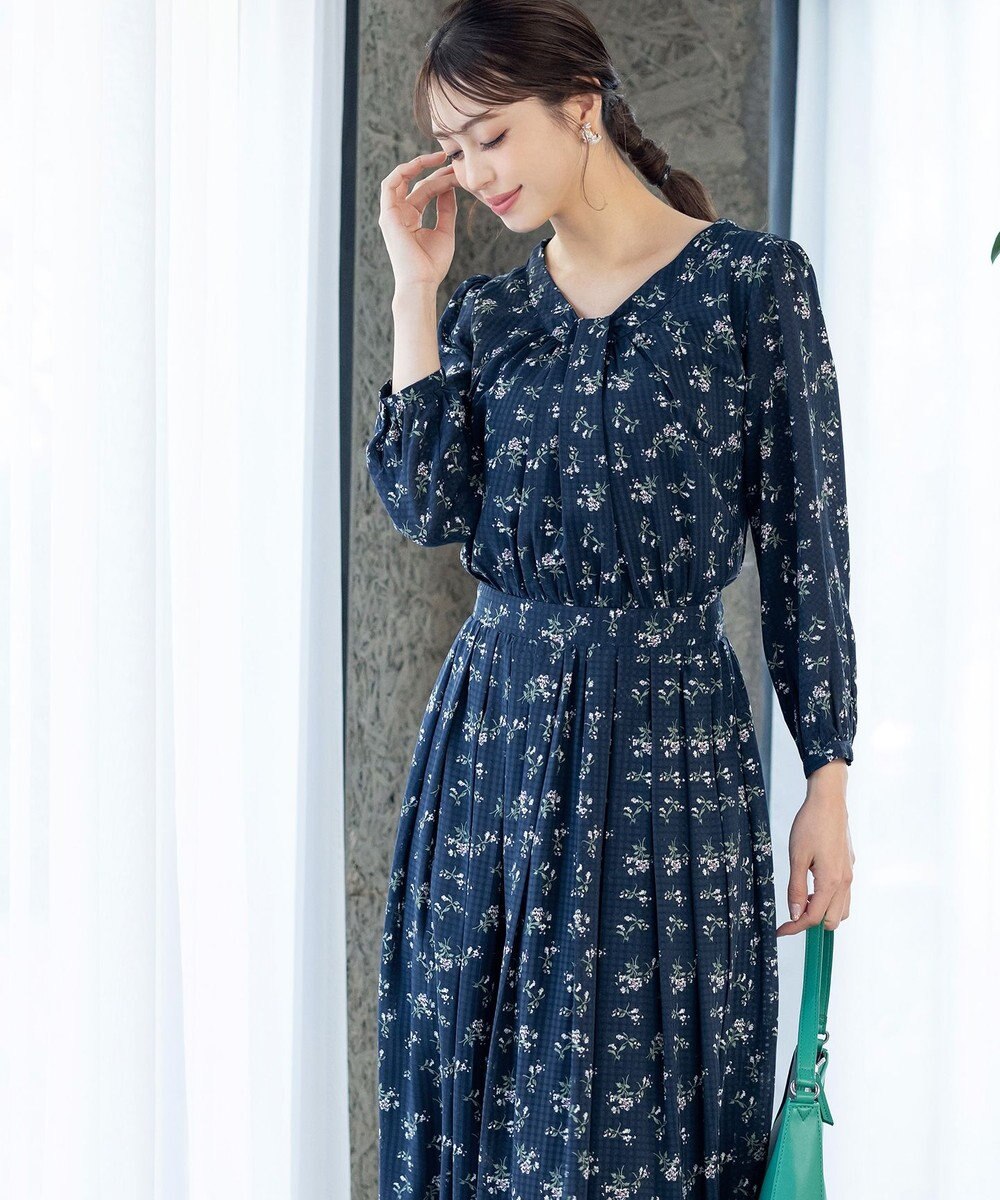 Tiaclasse L 【新色追加・洗える】シフォンギャザーワンピース 