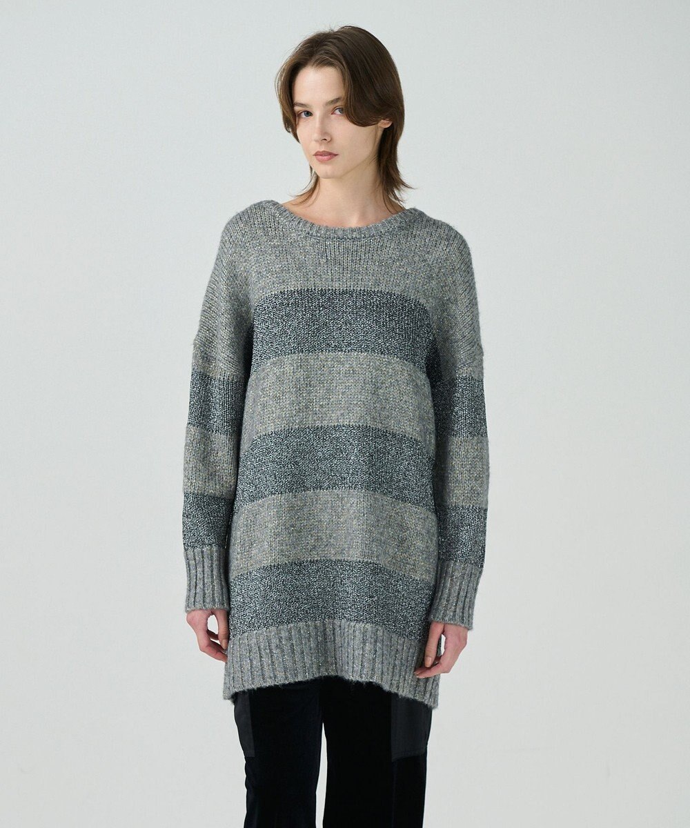 GRACE CONTINENTAL ラメボーダーニットトップ 