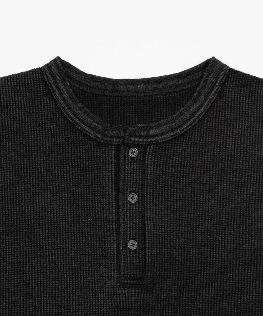 WEGO 【ユニセックス着用ITEM/MLサイズ展開】ワッフルヘンリーネックT（SS） 