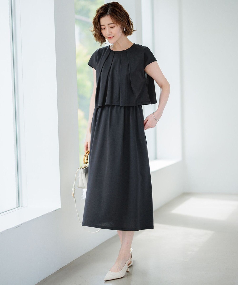 23区 【洗える】ドライコットンジャージー レイヤードワンピース 