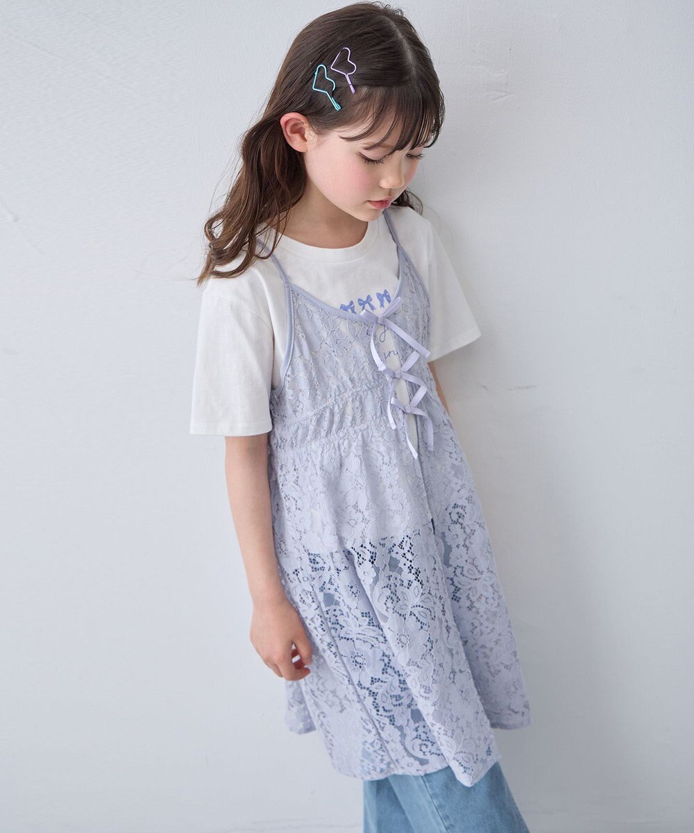 ANY KIDS 【2点セット】Tシャツ×レース キャミソールチュニック 