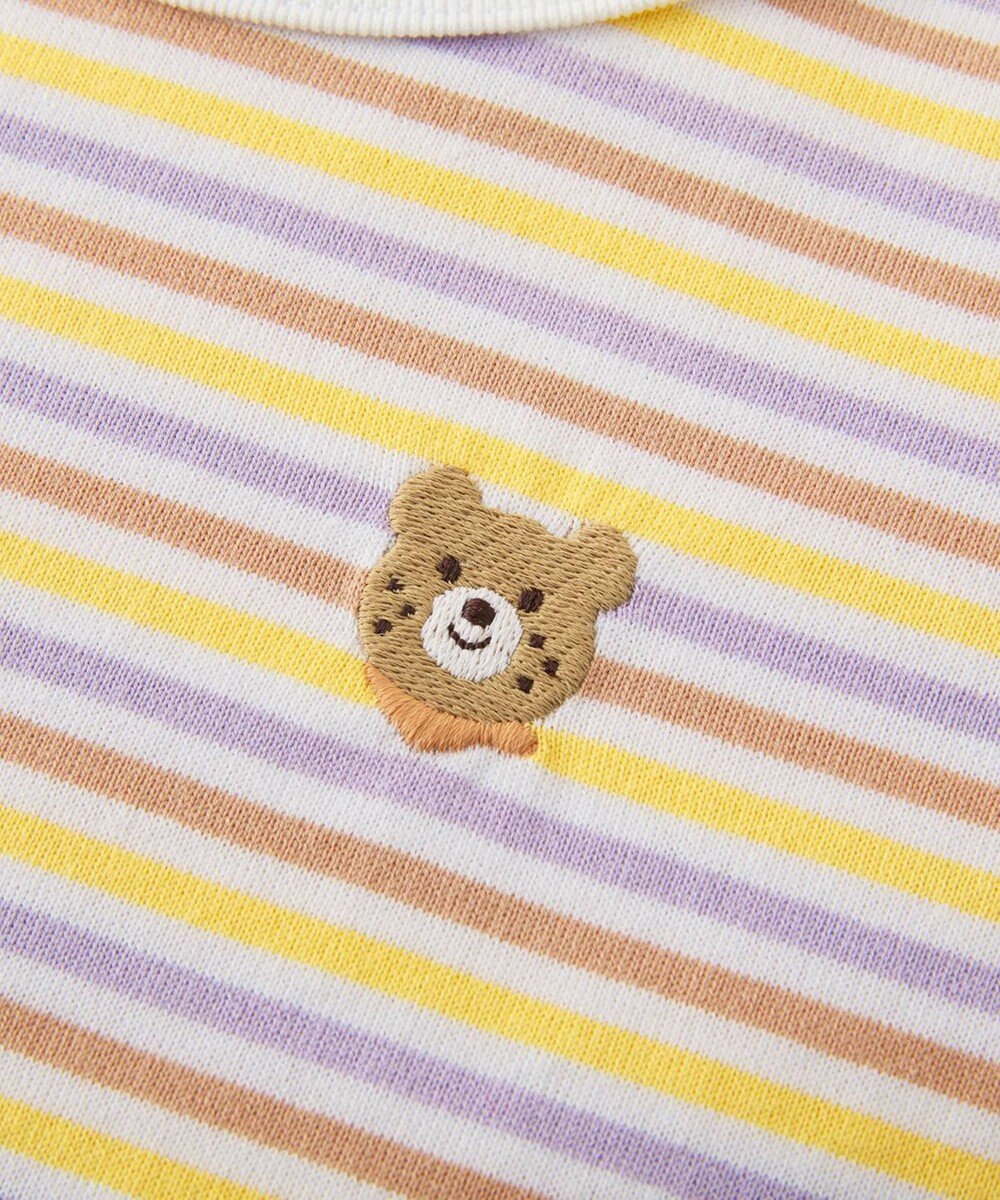 MIKI HOUSE HOT BISCUITS 【70-120cm】 みじんボーダー ワンポイント刺繍 半袖Tシャツ 
