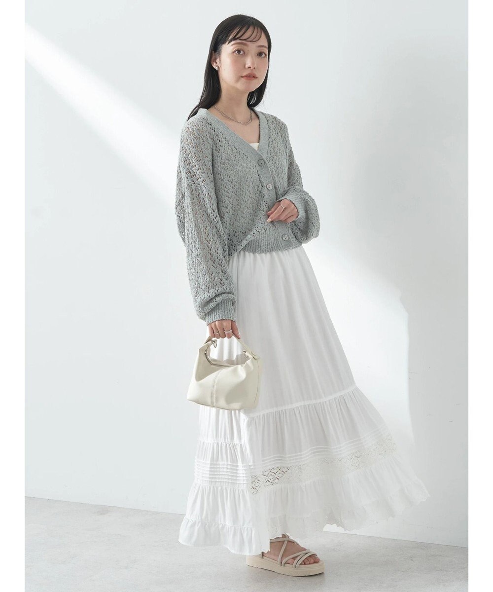 earth music&ecology ファンシーヤーンすかしニットカーディガン 