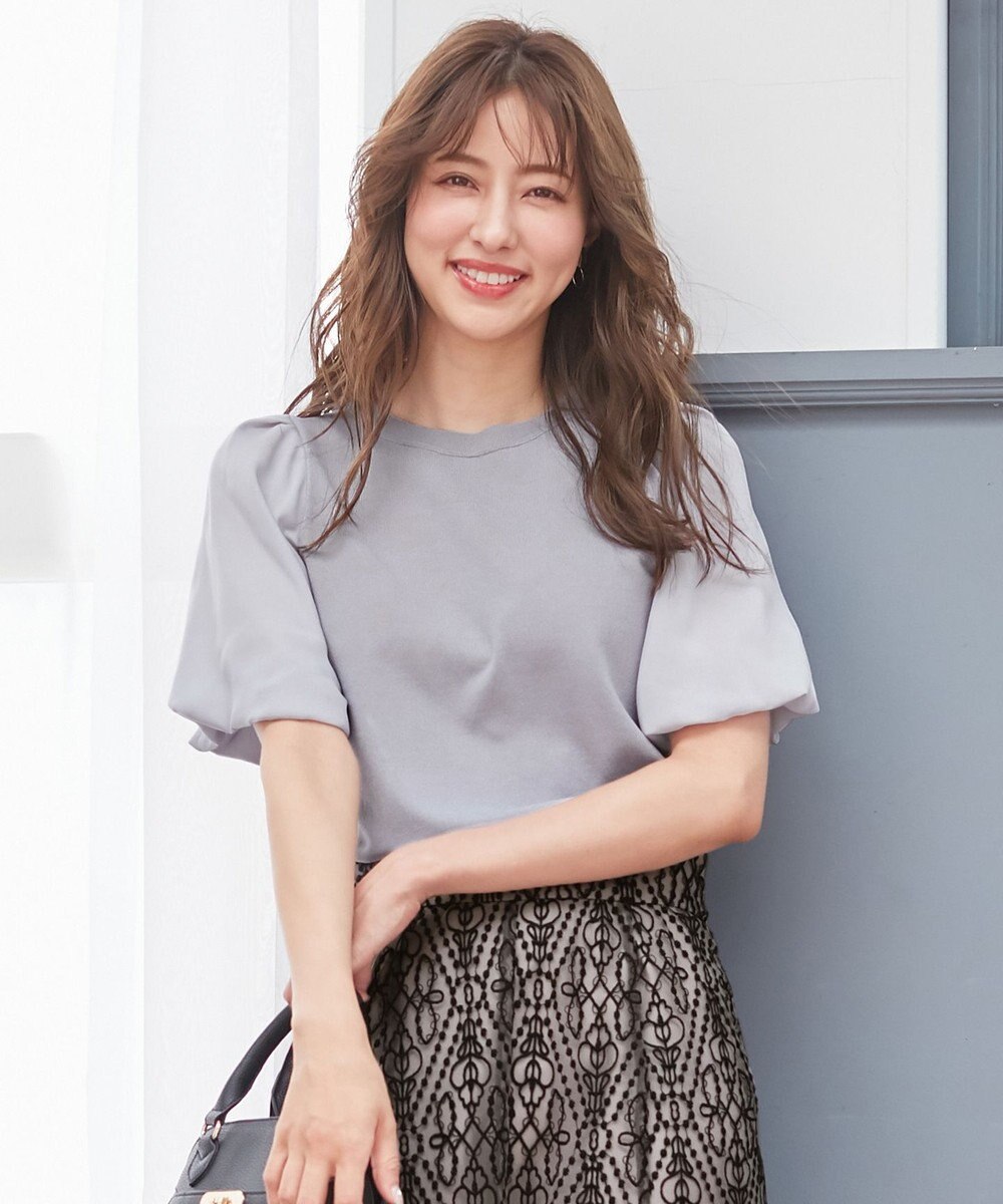 ANY SIS 【洗える】バルーンスリーブ ニットＴシャツ 