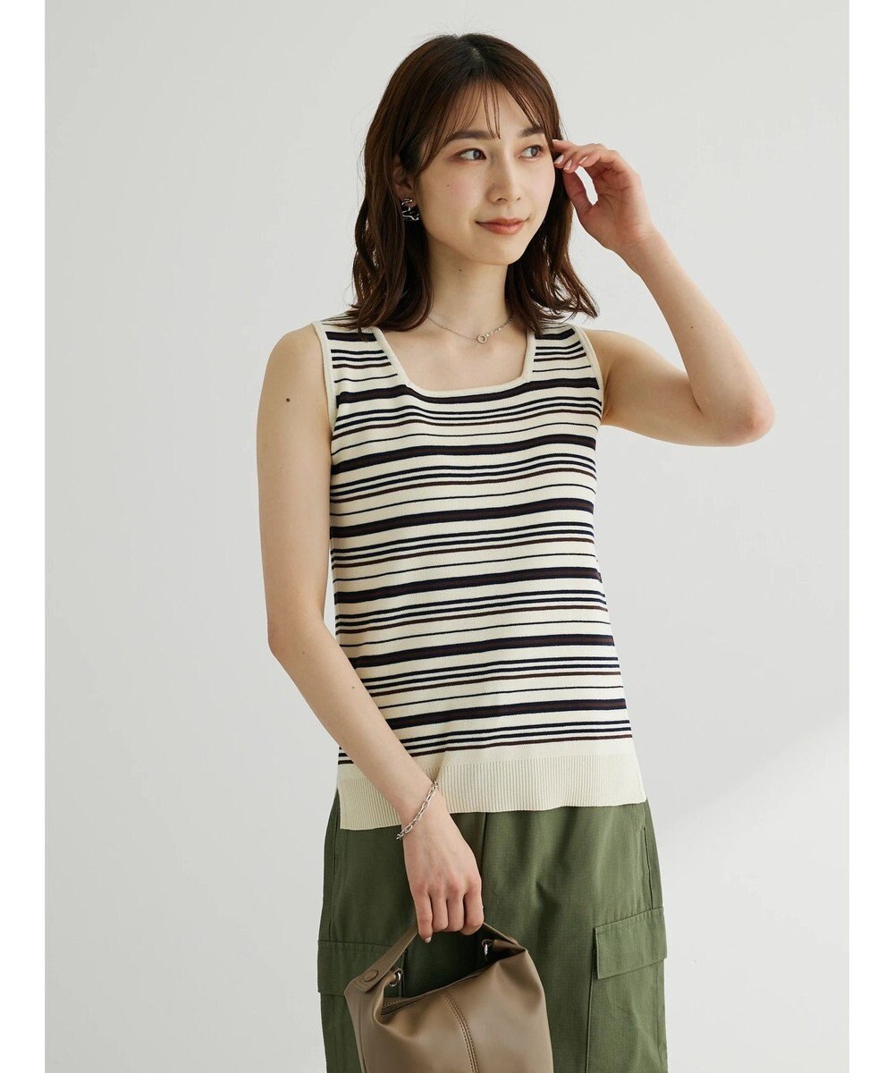 Green Parks スクエアネックニットタンクトップ 