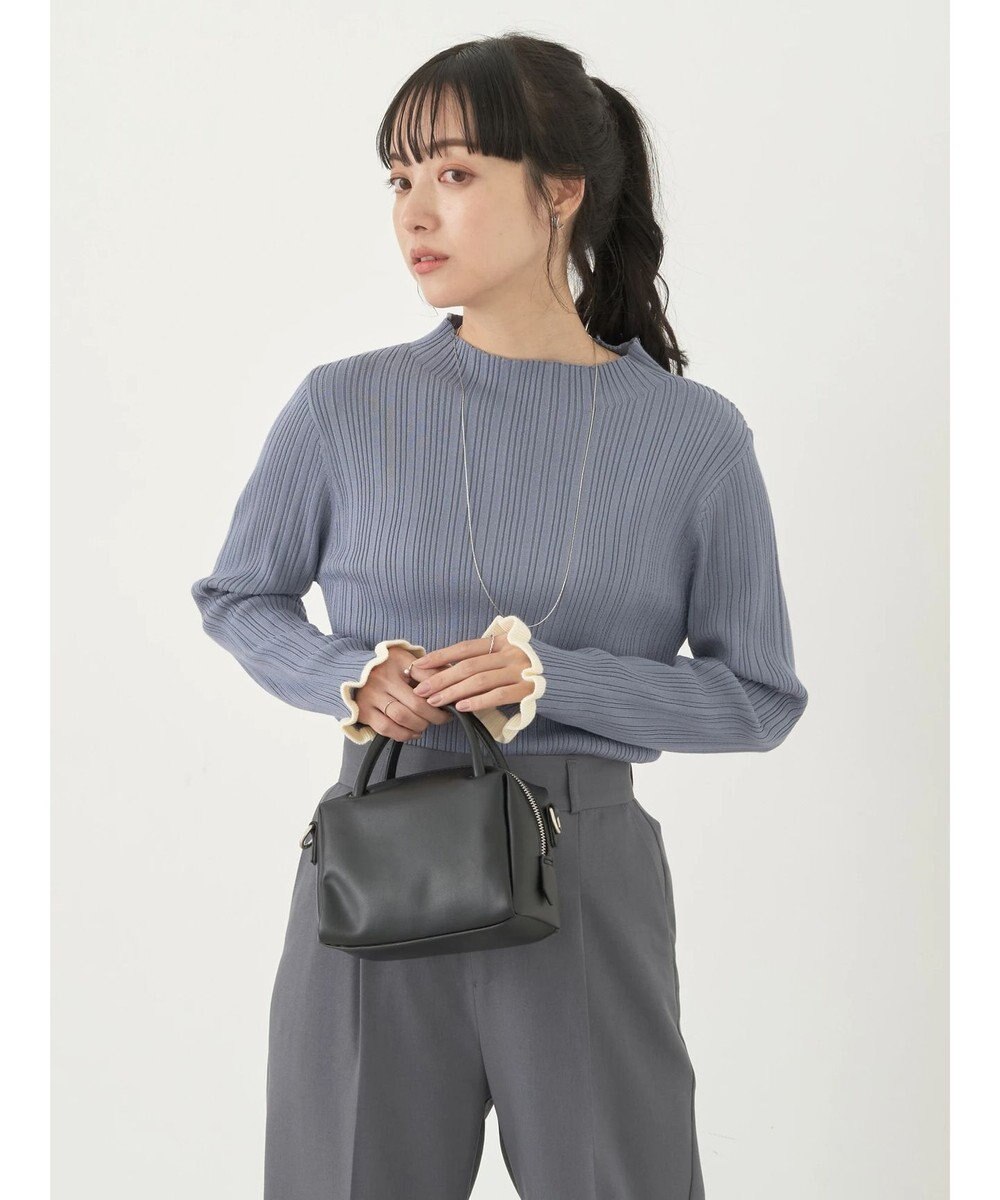 earth music&ecology 配色フリルニットプルオーバー 