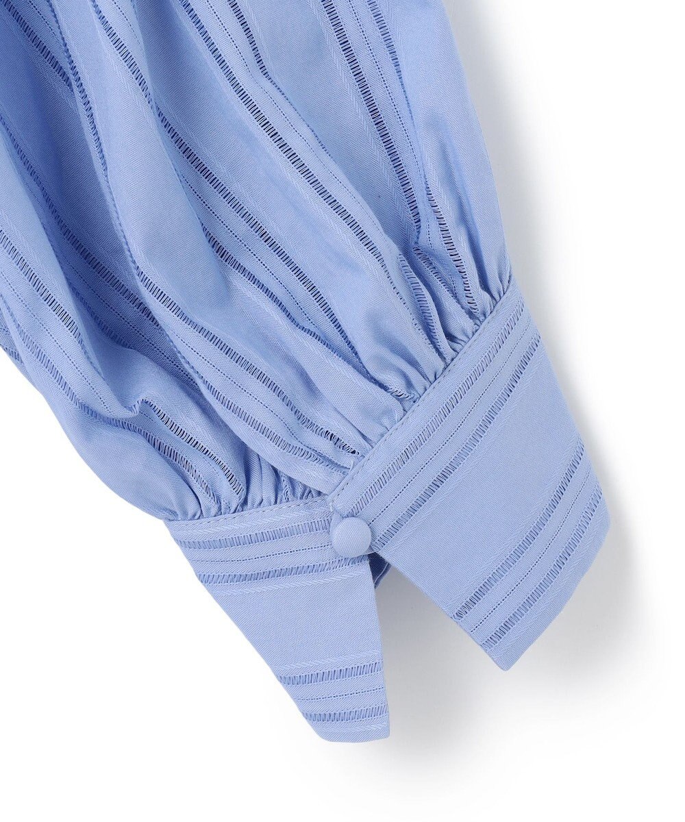 UNFILO ストライプレース ギャザーブラウス 