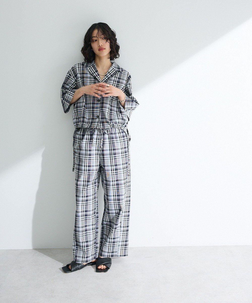 Green Parks 綿麻混裾ドロスト開襟シャツジャケット 