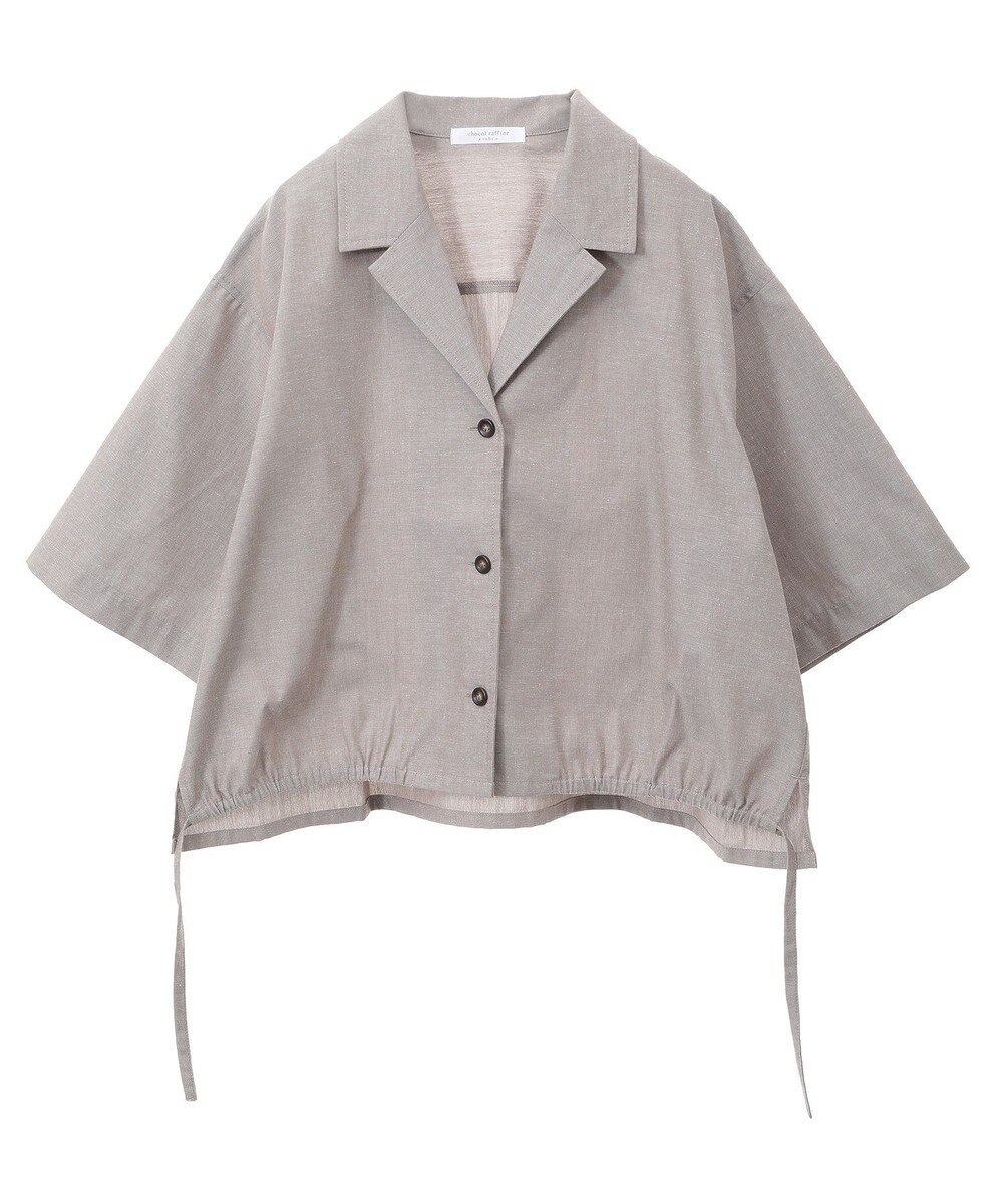 Green Parks 綿麻混裾ドロスト開襟シャツジャケット 