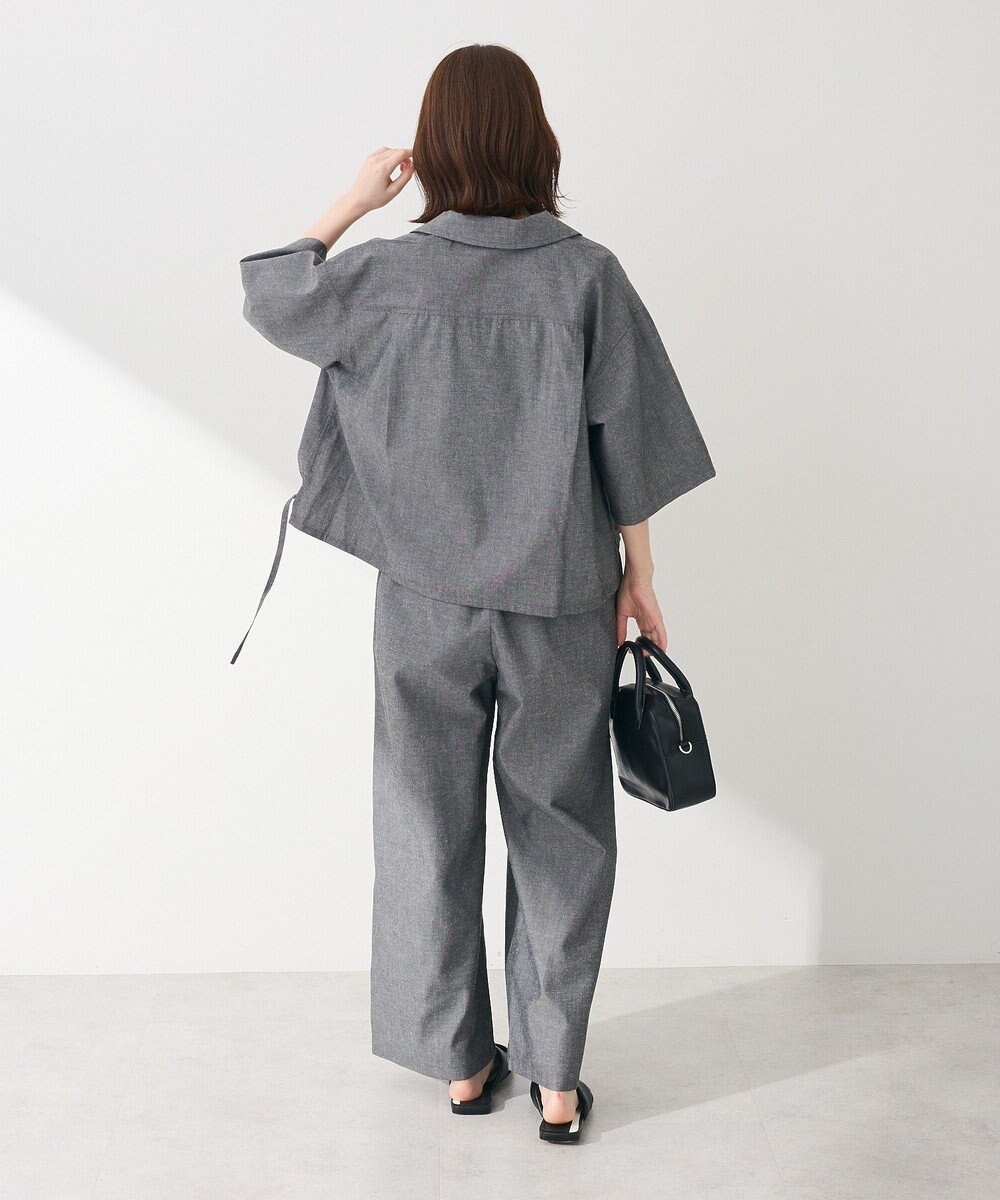 Green Parks 綿麻混裾ドロスト開襟シャツジャケット 