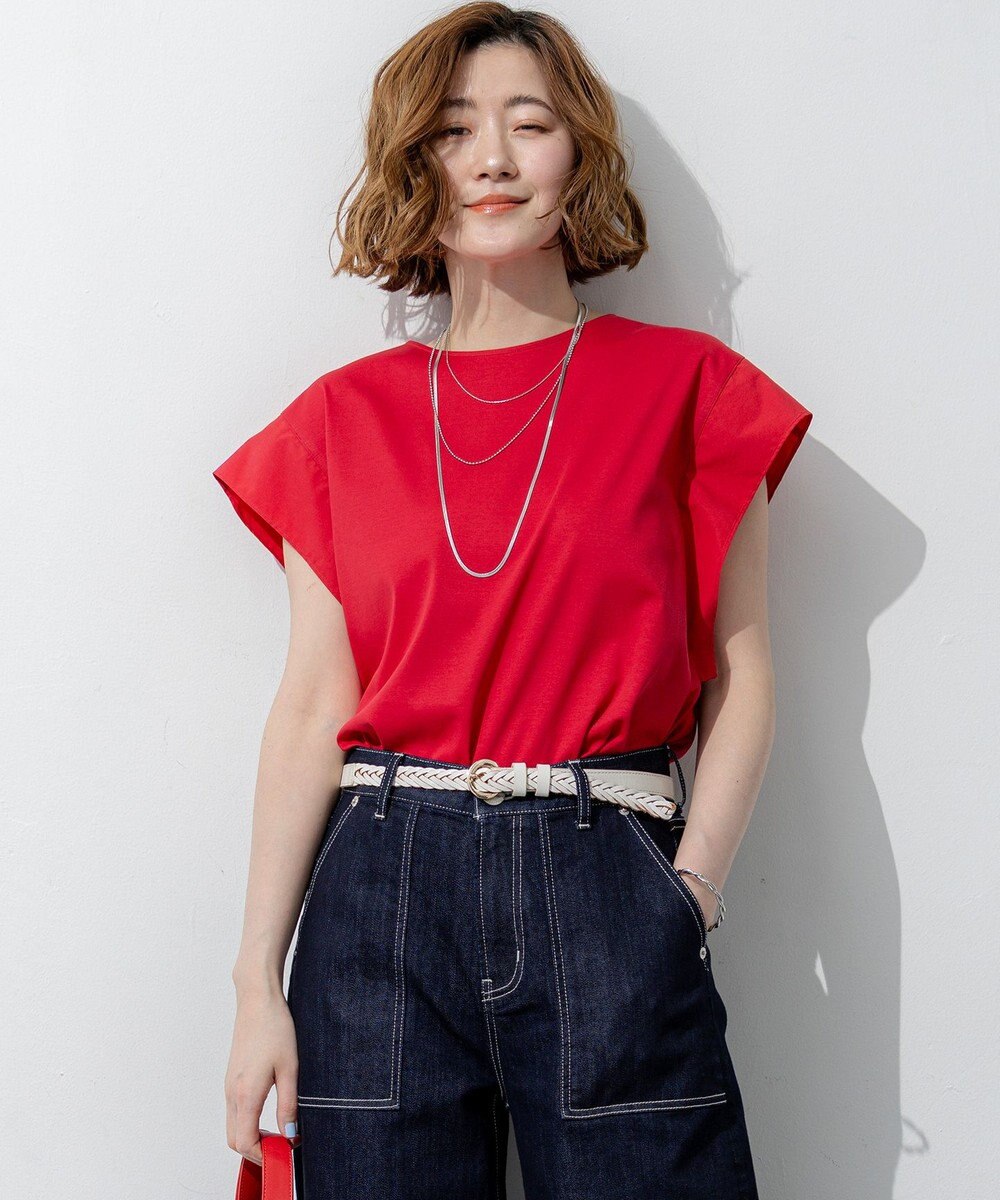 23区 【先行予約】スムースデザイン タフタスリーブ カットソー 