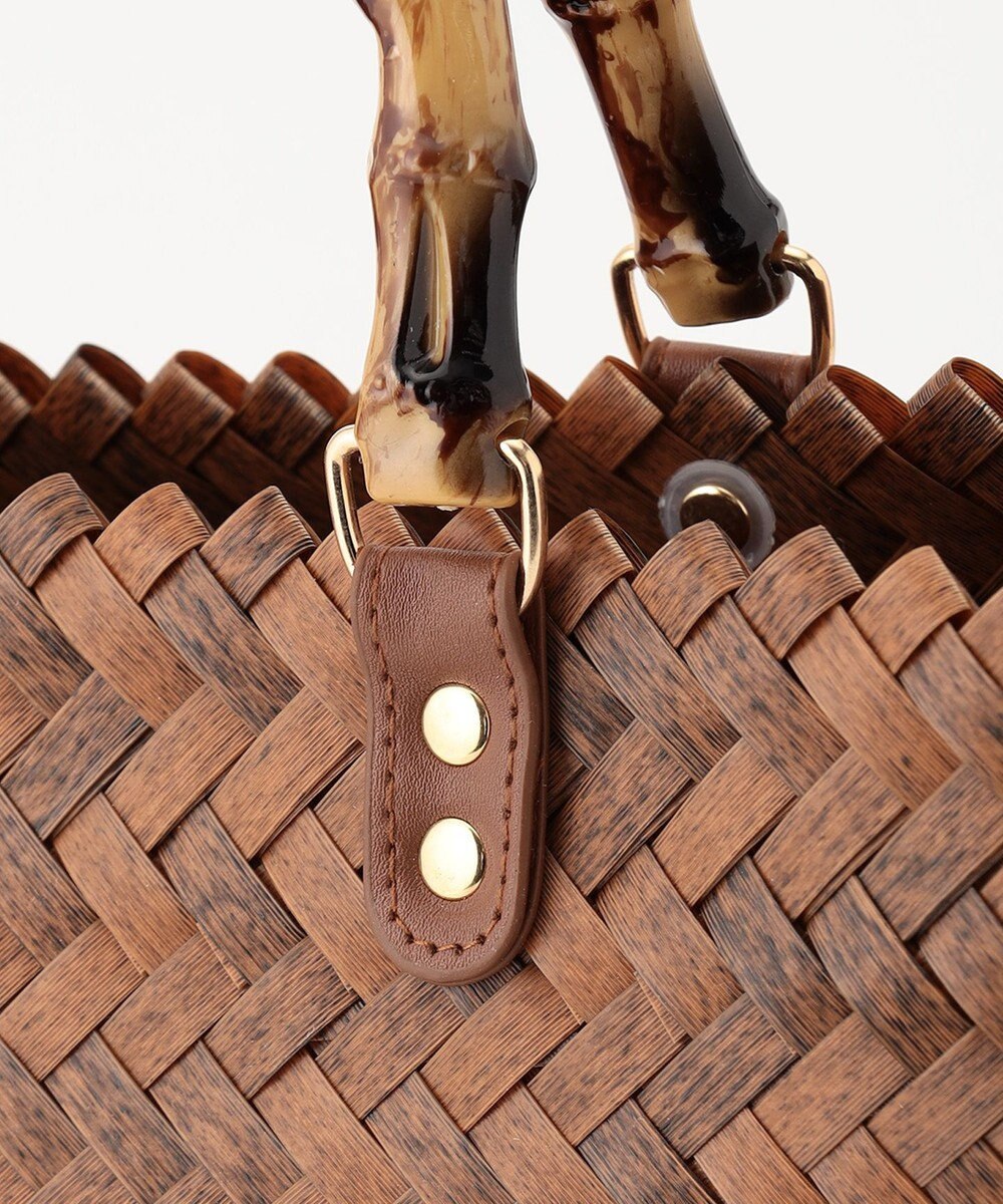 ANY 【A4サイズ収納可】バンブー調ハンドルカゴバッグ 