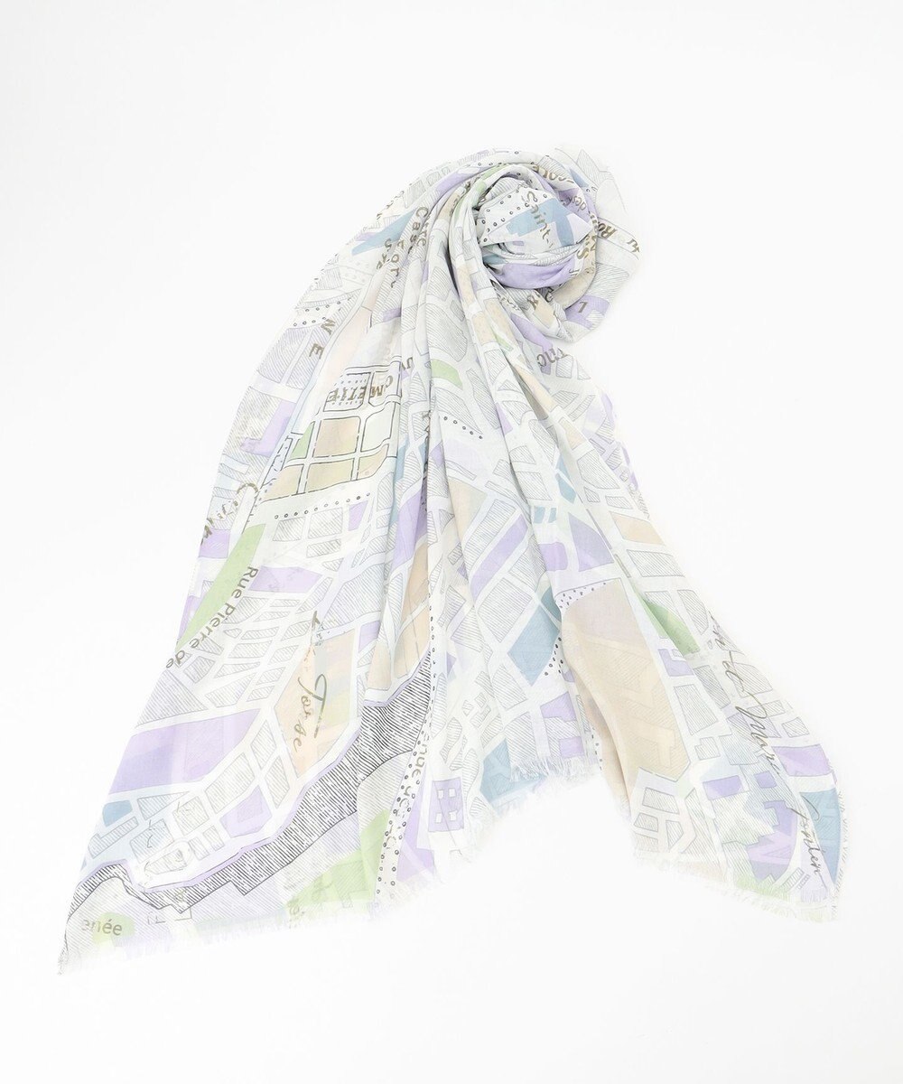 J.PRESS LADIES 【洗える】 MAP プリント ストール 