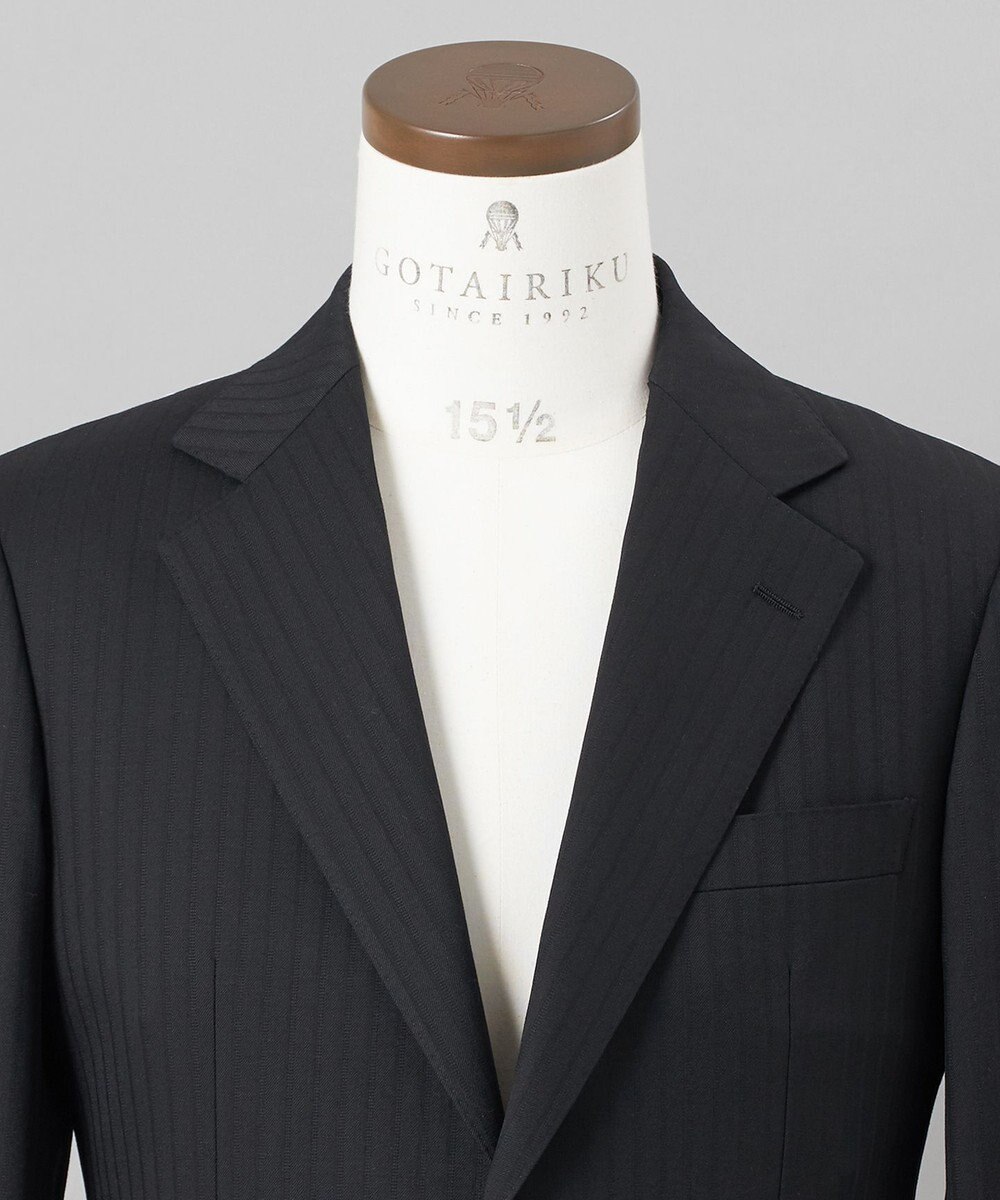 GOTAIRIKU 【御幸毛織】ドライスピナーツイルストレッチスーツ_ブラックストライプ 