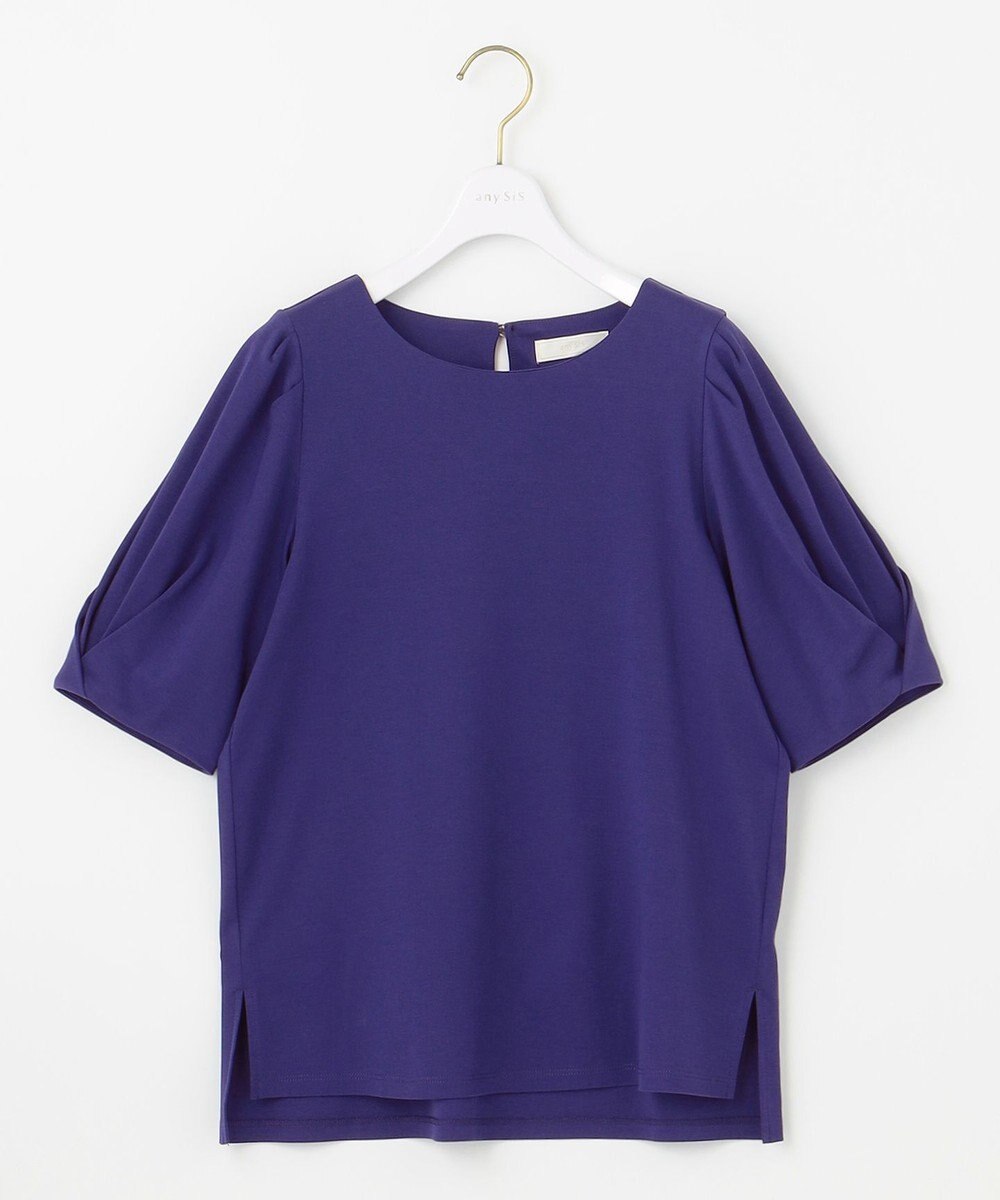 ANY SIS S 【撥水・汗ジミ防止・UVケア・洗える】スーピマスムース 袖タック Tシャツ 