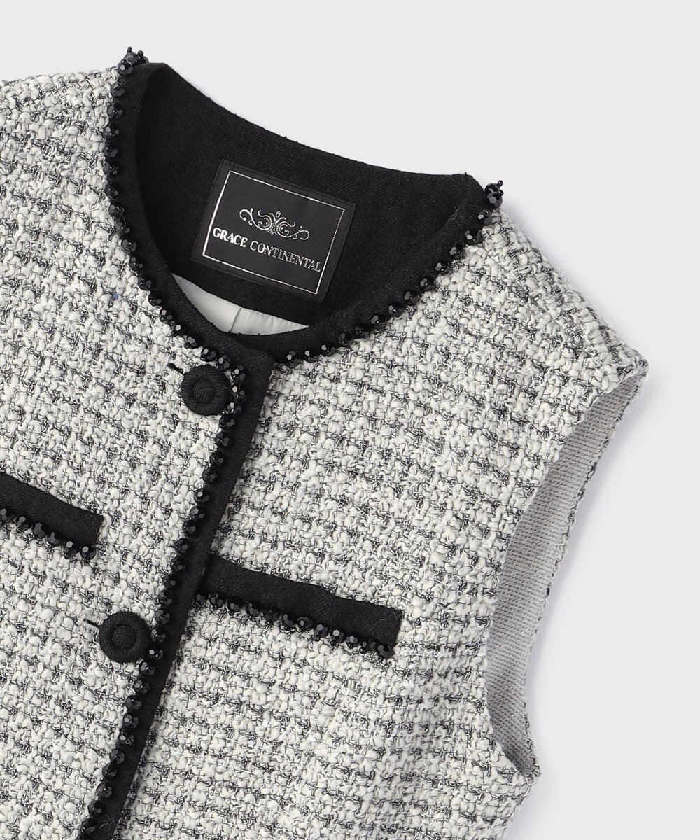 GRACE CONTINENTAL ツイードペプラムベスト 