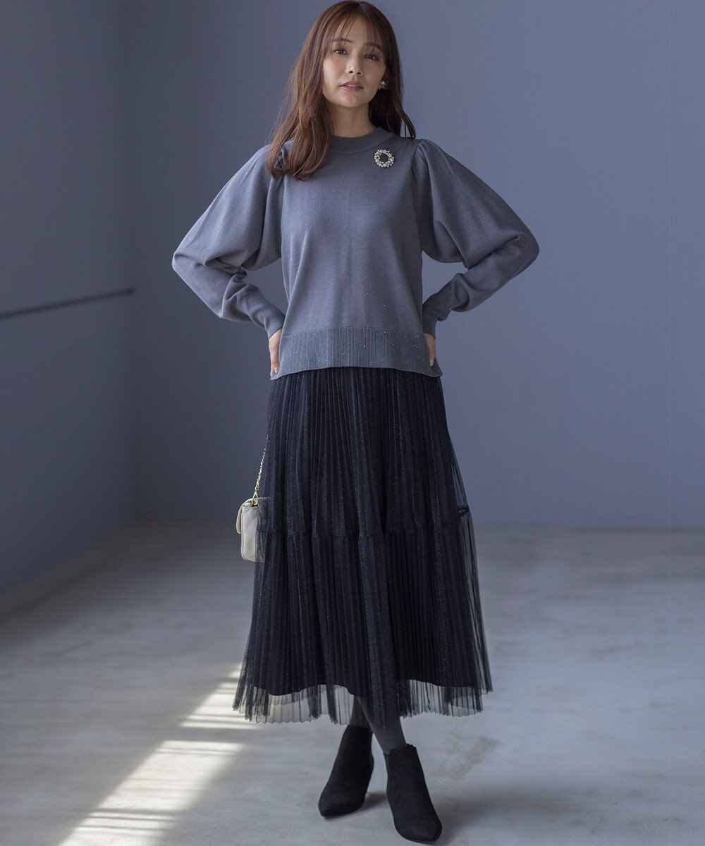 組曲 【WEB限定】ELENAスパンコールバックパール ニット 