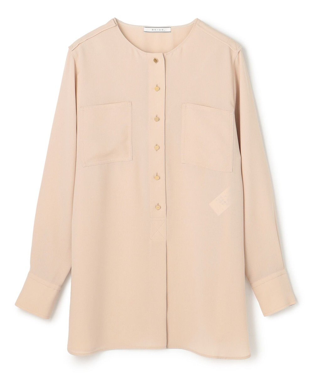 BEIGE， 【WEB限定・洗える】CLARION / ゴールド釦クルーネックブラウス 