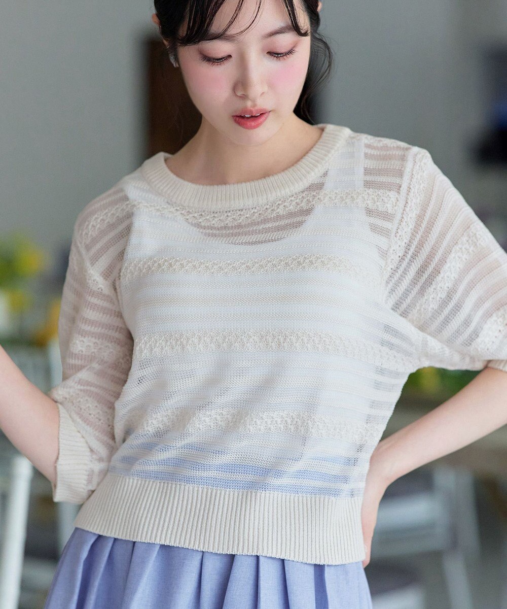 Tiaclasse シアーボーダーニット 