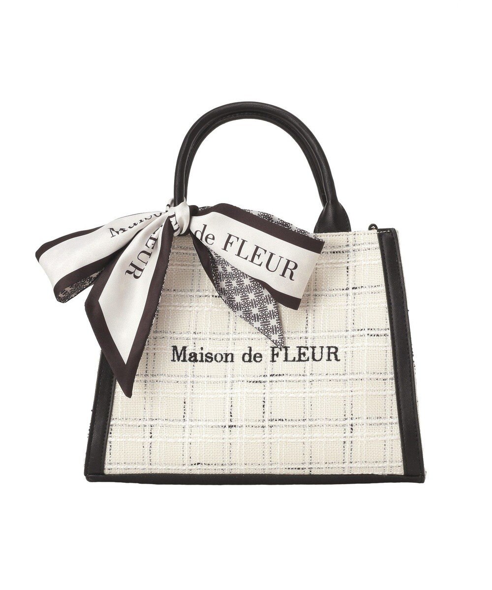 Maison de FLEUR スカーフ付きツイード2Wayバッグ 