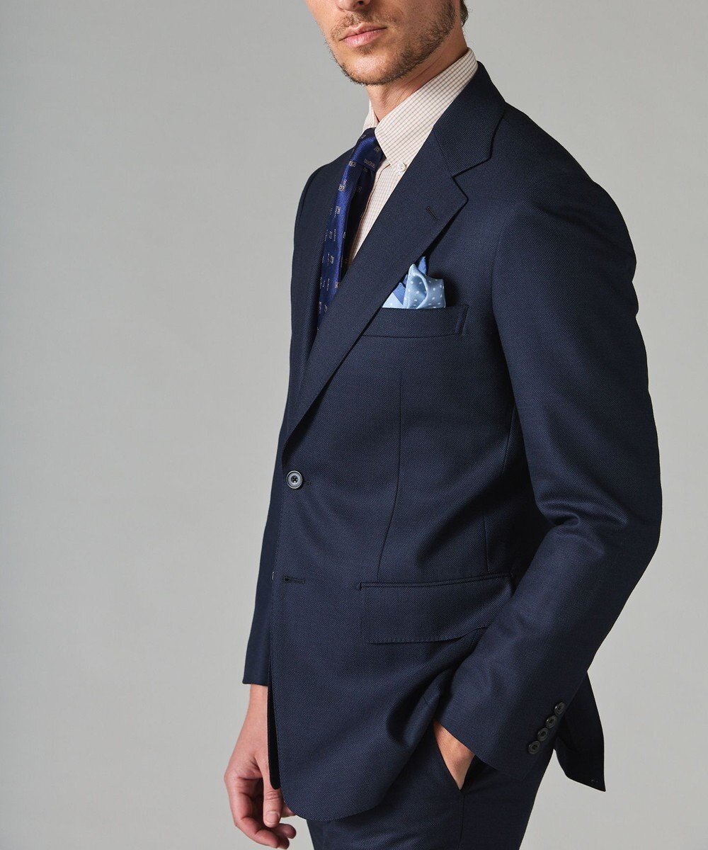 GOTAIRIKU ロングシーズン着用可【横伸度15％/ストレッチ性抜群】タスマニア120ｓスーパーストレッチ スーツ（ネイビー） 