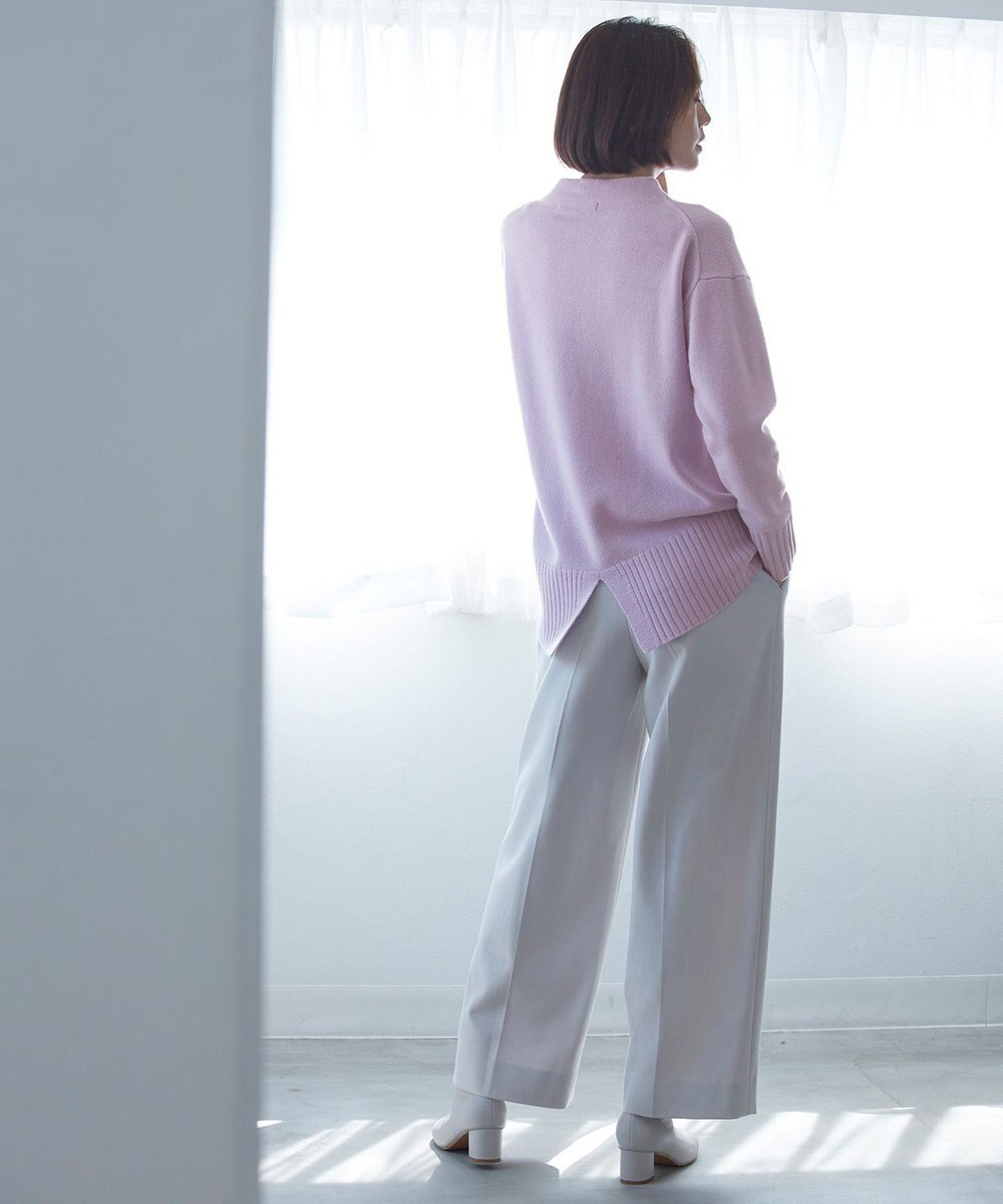 自由区 【洗える】ウールカシミヤブレンド オフネックプルオーバーニット 