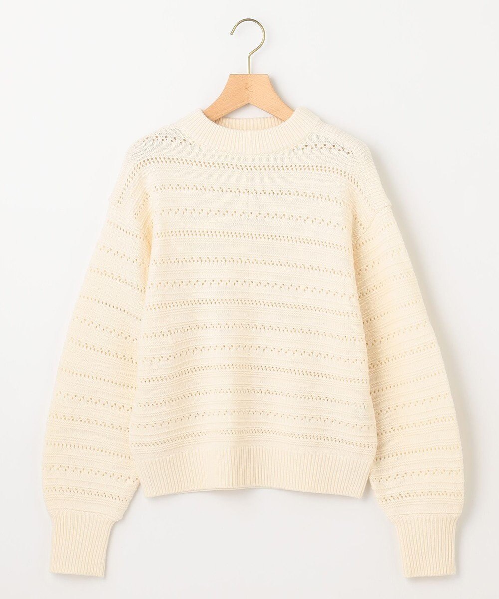 組曲 【WEB限定カラーあり】透かし編みバルキーボーダー柄ニット 