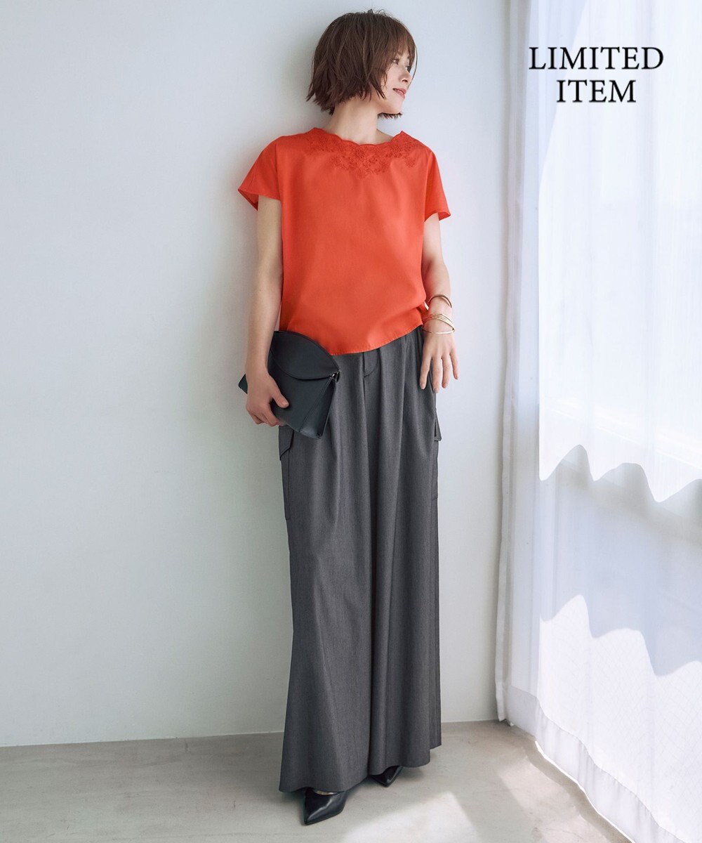 自由区 S 【WEB限定・接触冷感・洗える】エンブロイダリーローンプルオーバー ブラウス 