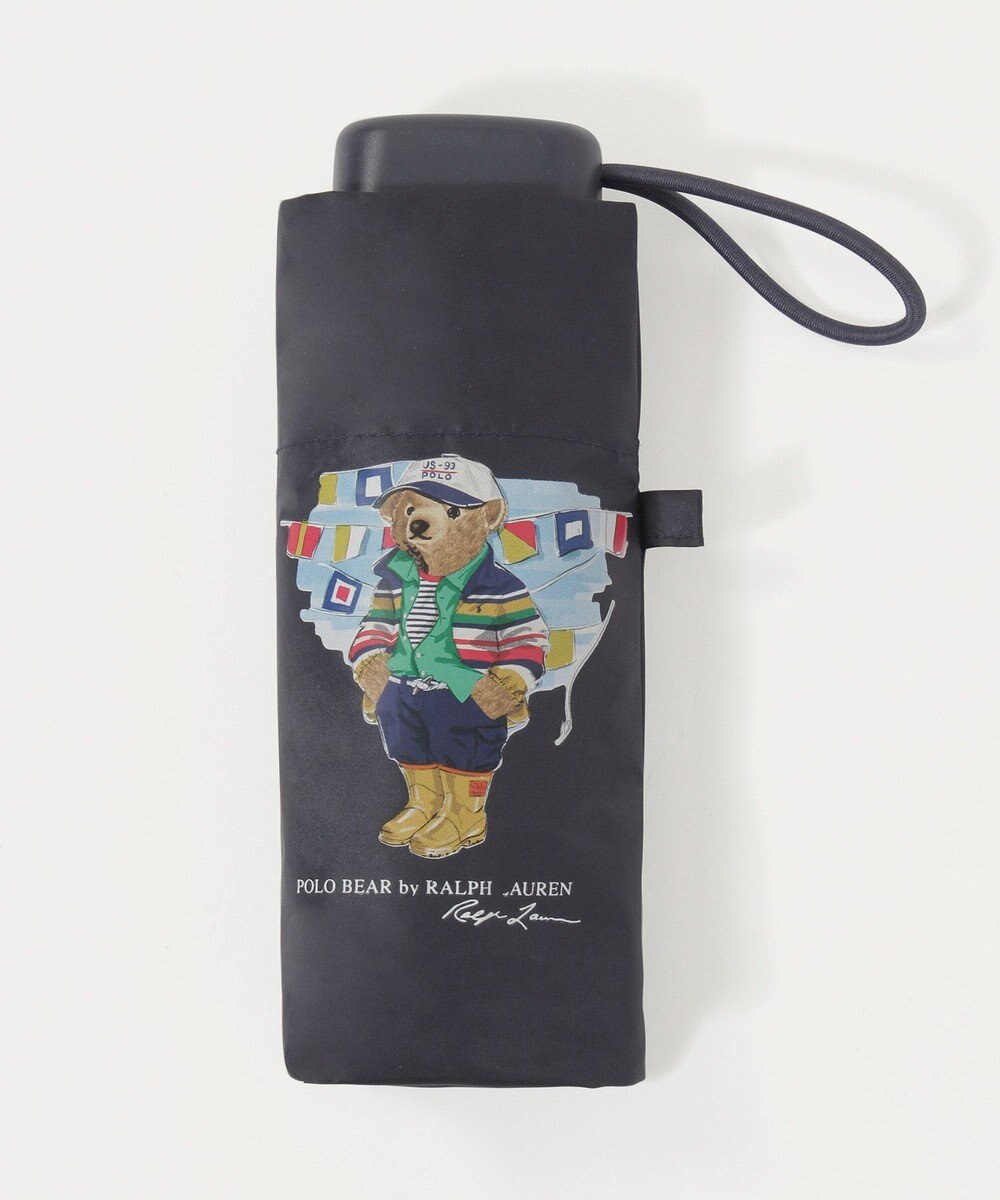 MOONBAT 【遮光率100％/UV100％/遮熱】POLO RALPH LAUREN(ポロ ラルフローレン)BEAR ポロベア ポーチ入り 無地 5段折りたたみ傘 晴雨兼用日傘 