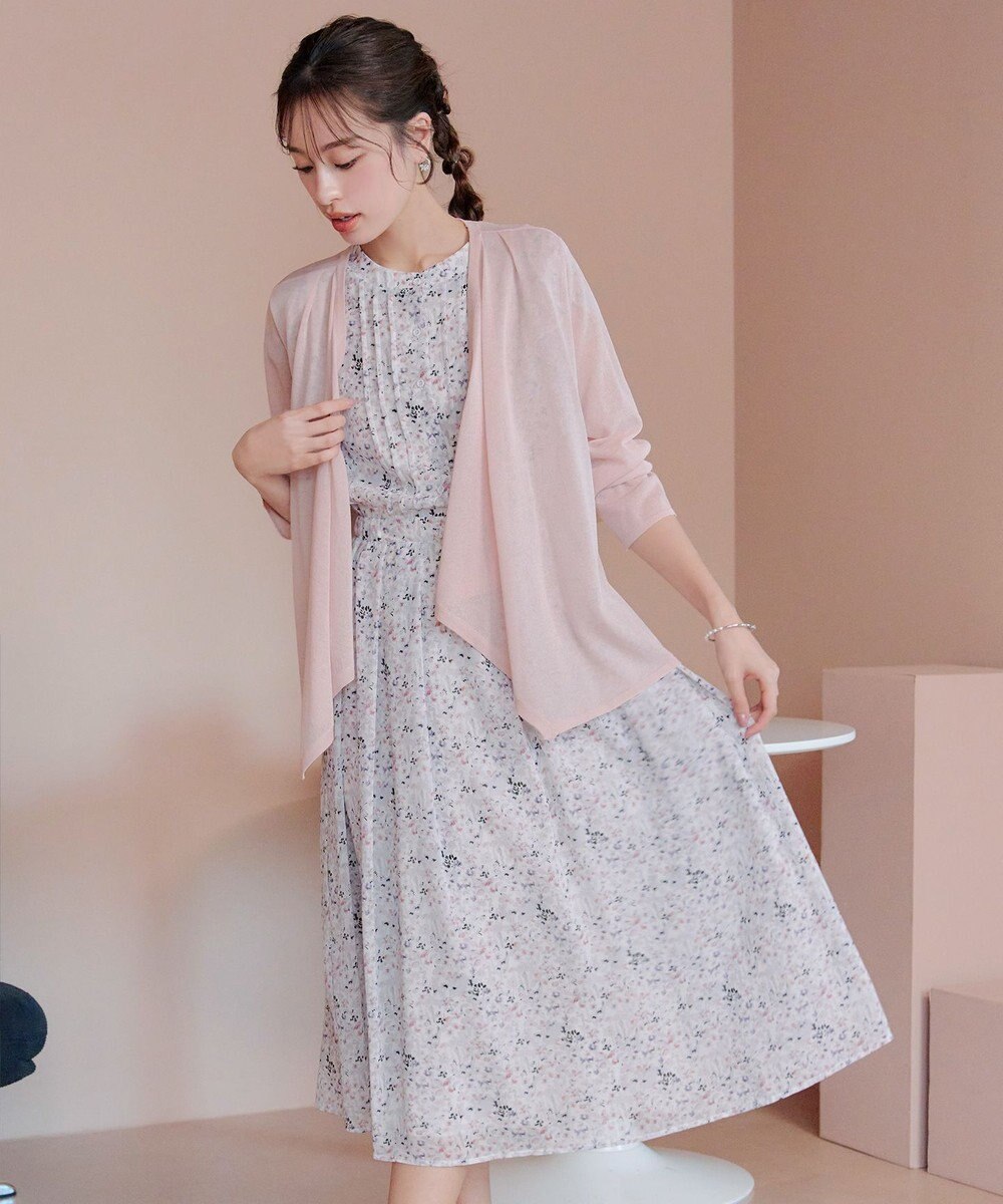 Tiaclasse 【小倉優子さん着用・洗える】フレアスリーブ柄ワンピース 