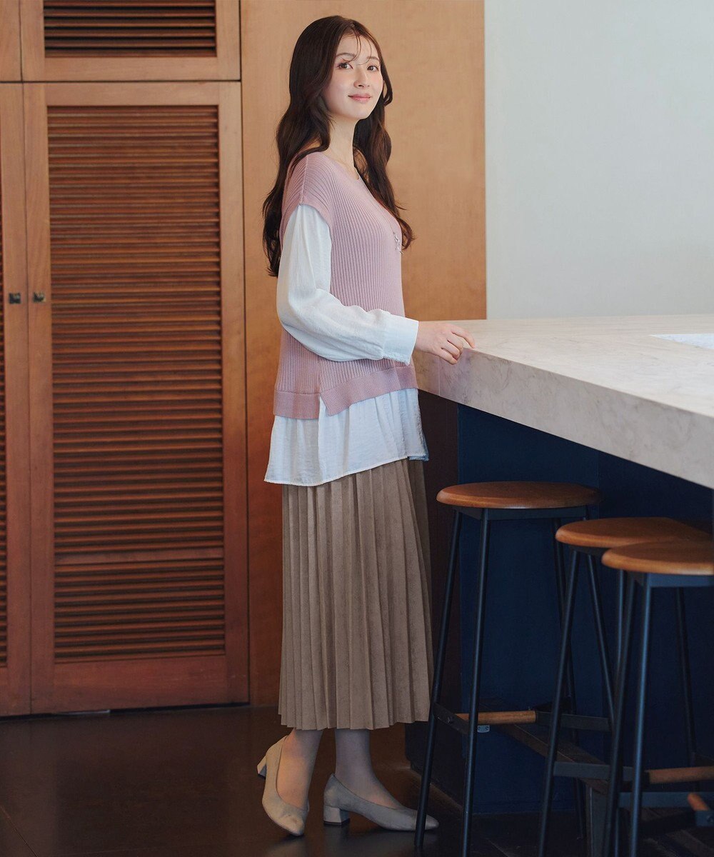 Tiaclasse 【新色追加】スエードポンチプリーツスカート 