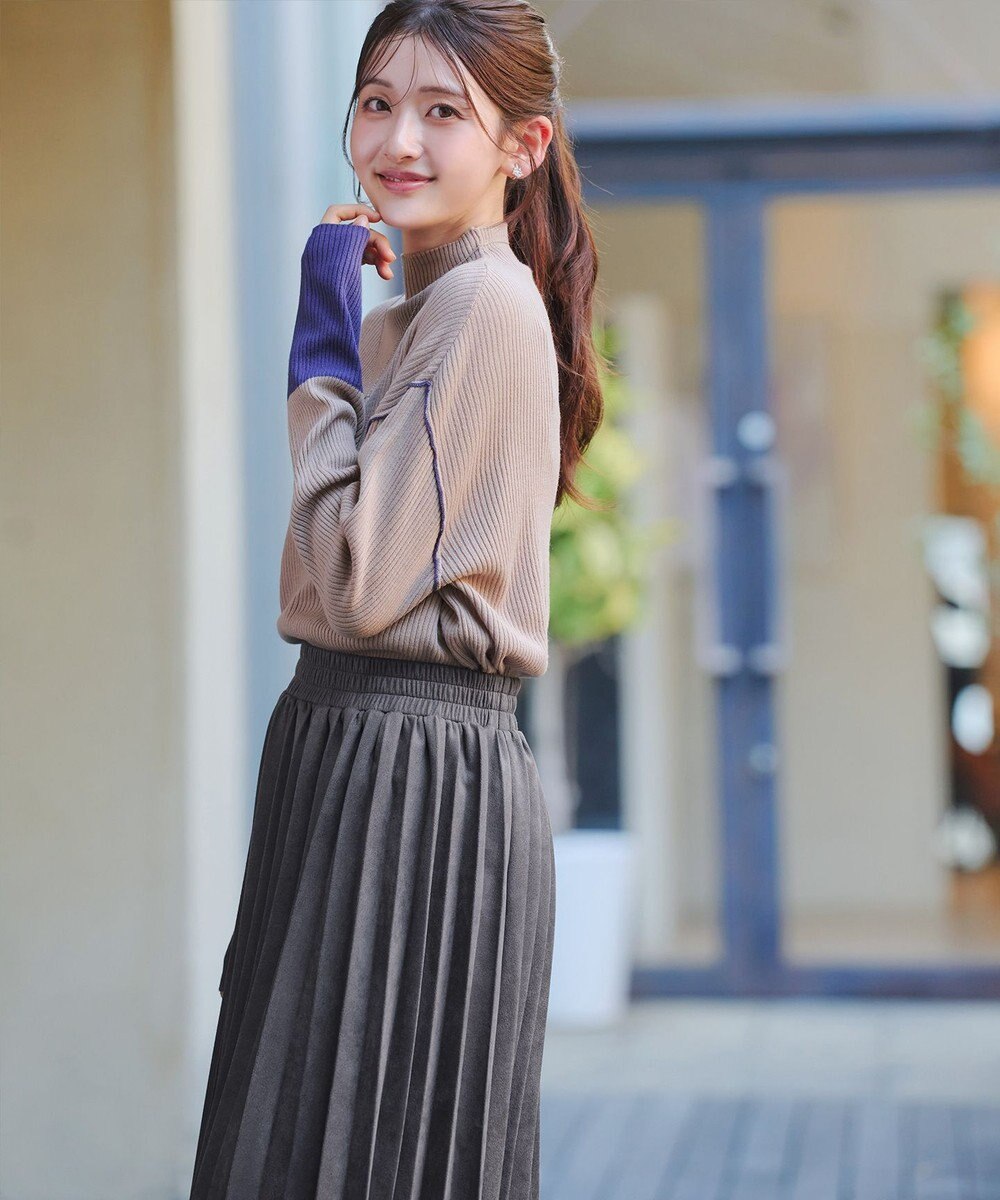 Tiaclasse 【新色追加】スエードポンチプリーツスカート 