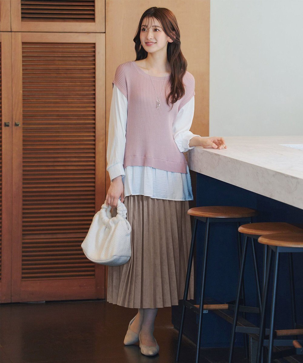 Tiaclasse 【新色追加】スエードポンチプリーツスカート 