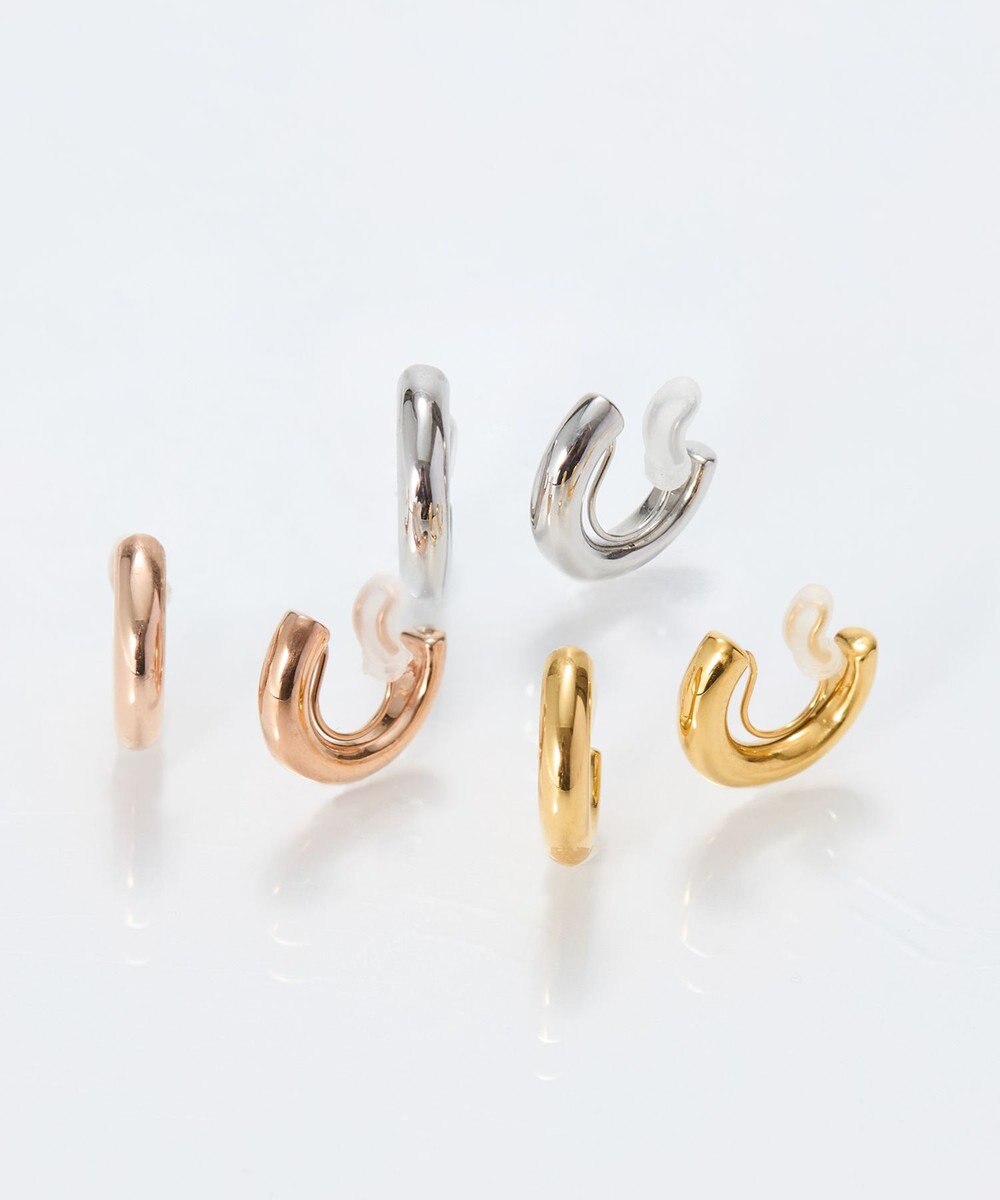 Phoebe 【痛くないシリーズ/金属アレルギー対応】ミニマルストレートフープライトフィットイヤリング　シャンパンゴールド 