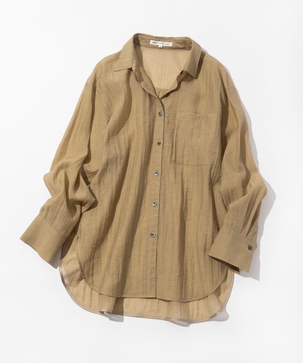 23区 リネンミックスシアースラブ オーバーシャツ 