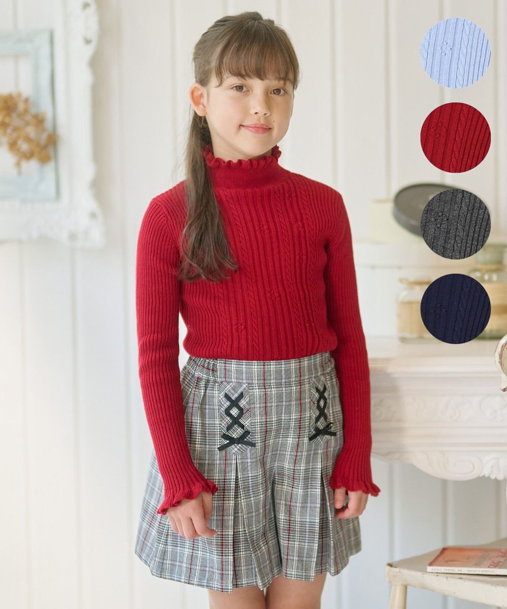 組曲 KIDS 【110-140㎝】フラワードット リブニット 