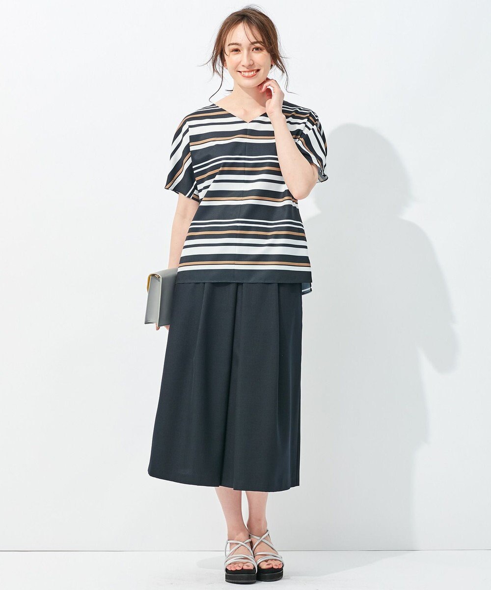 自由区 【接触冷感・速乾・UVカット・撥水・防シワ】リネンライクツイル タックスカート 