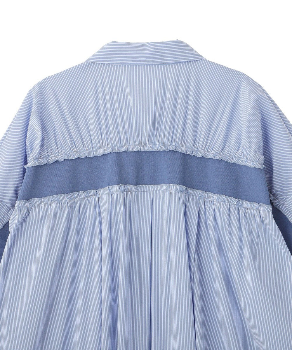 YECCA VECCA リブMIXストライプオーバーシャツ 