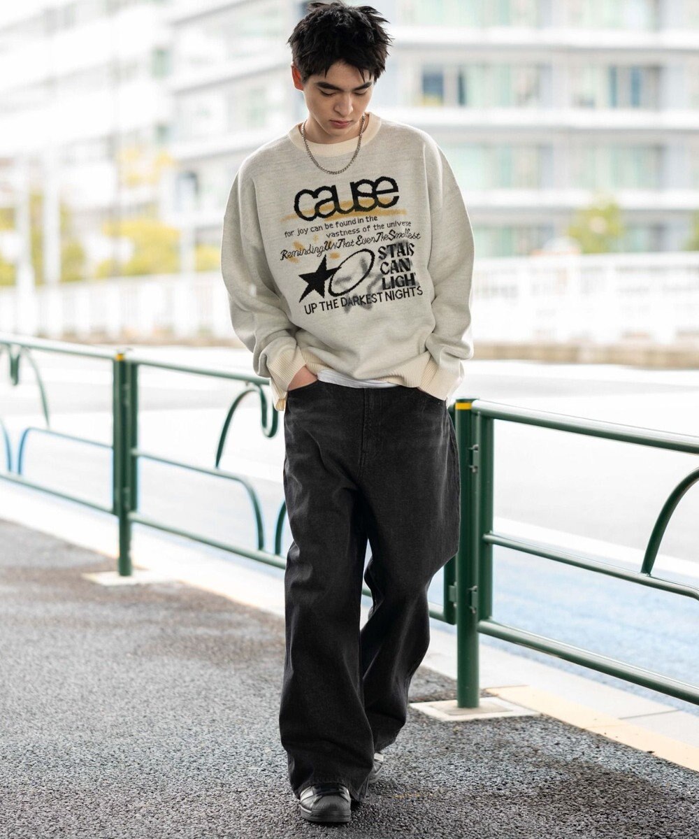 WEGO スプレーグラフィックニットプルオーバー 