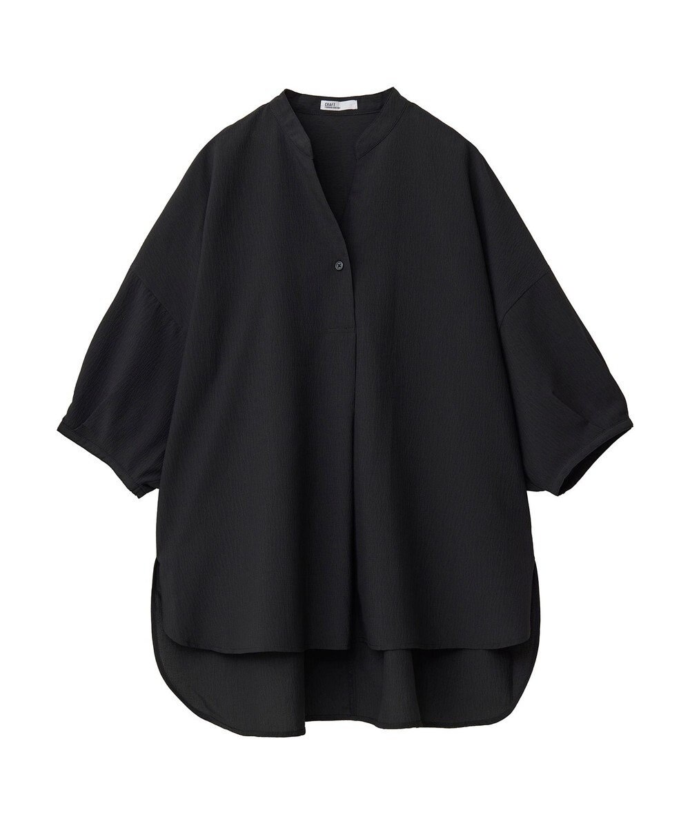 CRAFT STANDARD BOUTIQUE バンドカラーバックタック５分袖ブラウス 