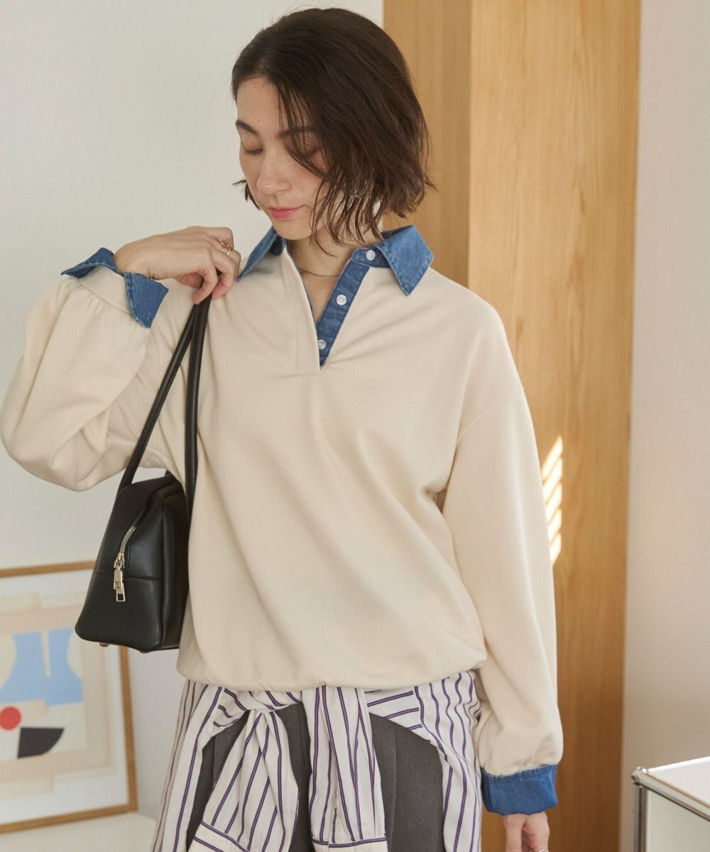 WEGO 【ANGIE VINTAGE】デニム襟スウェット 