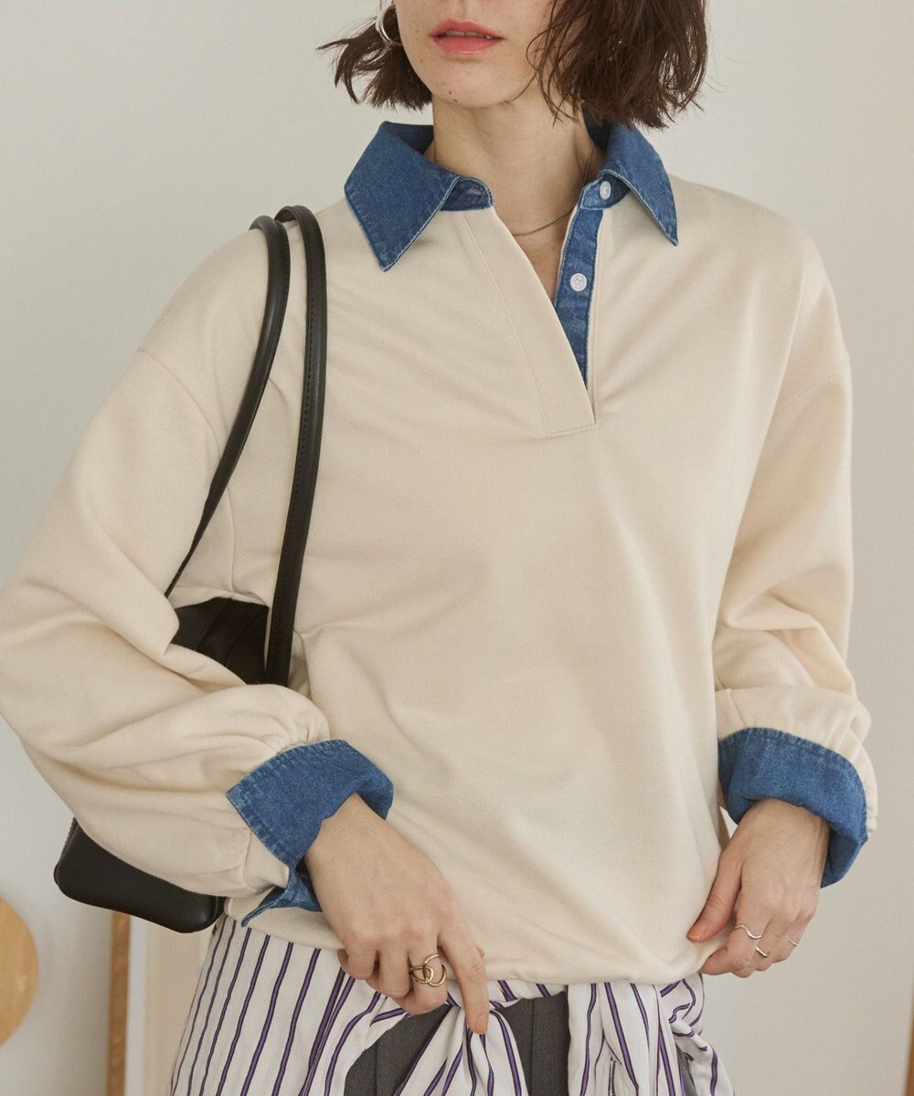 WEGO 【ANGIE VINTAGE】デニム襟スウェット 