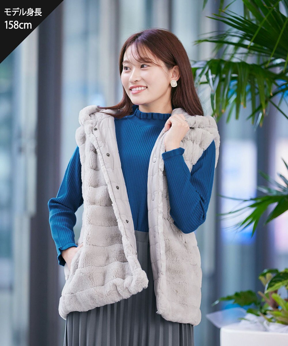 Tiaclasse 【2WAY】着回し自由のリバーシブルキルトフェイクファーベスト 