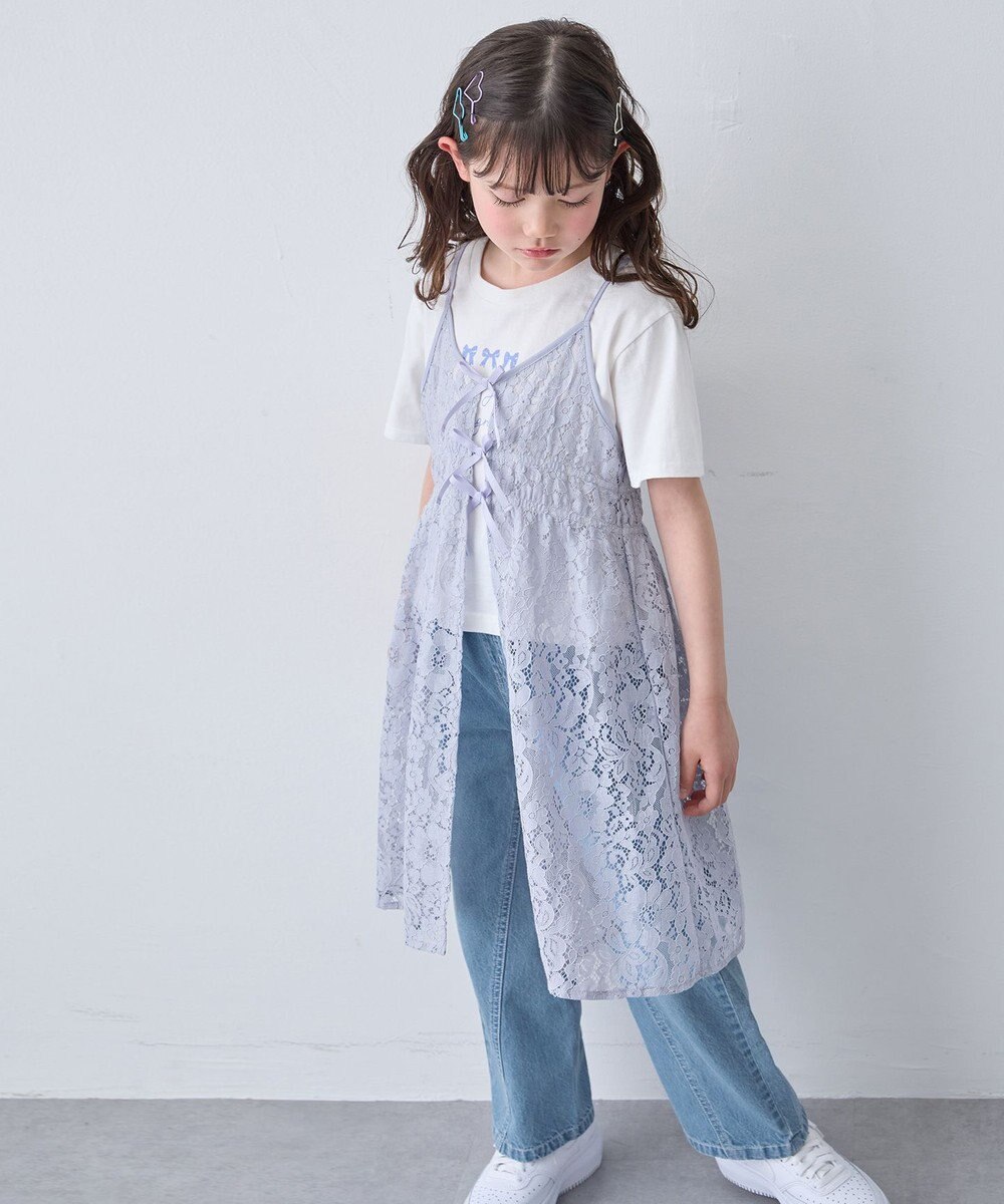 ANY KIDS 【2点セット】Tシャツ×レース キャミソールチュニック 