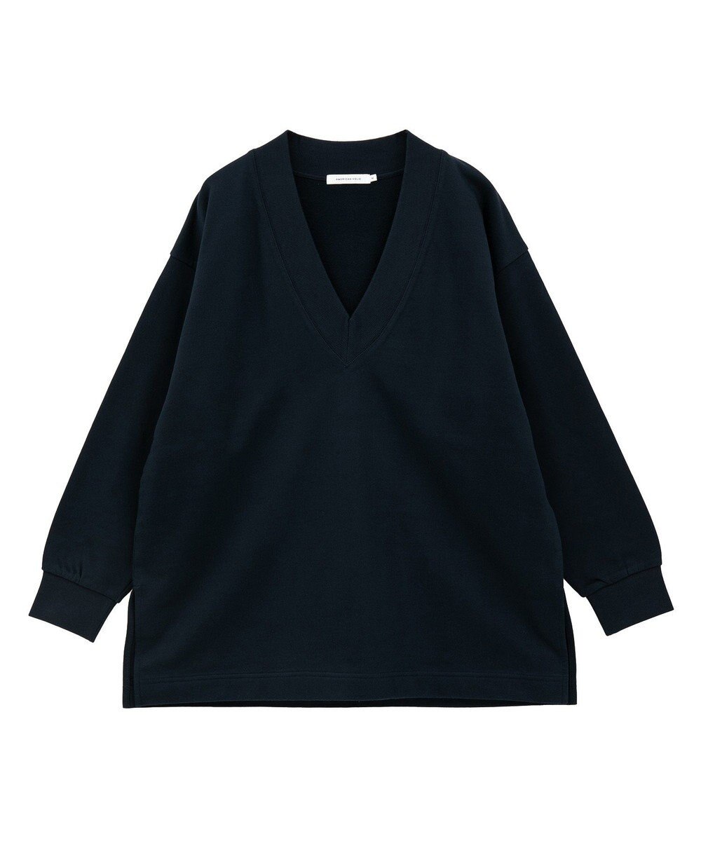 AMERICAN HOLIC Vネックサイドスリットロングスウェットプルオーバー/チュニック 