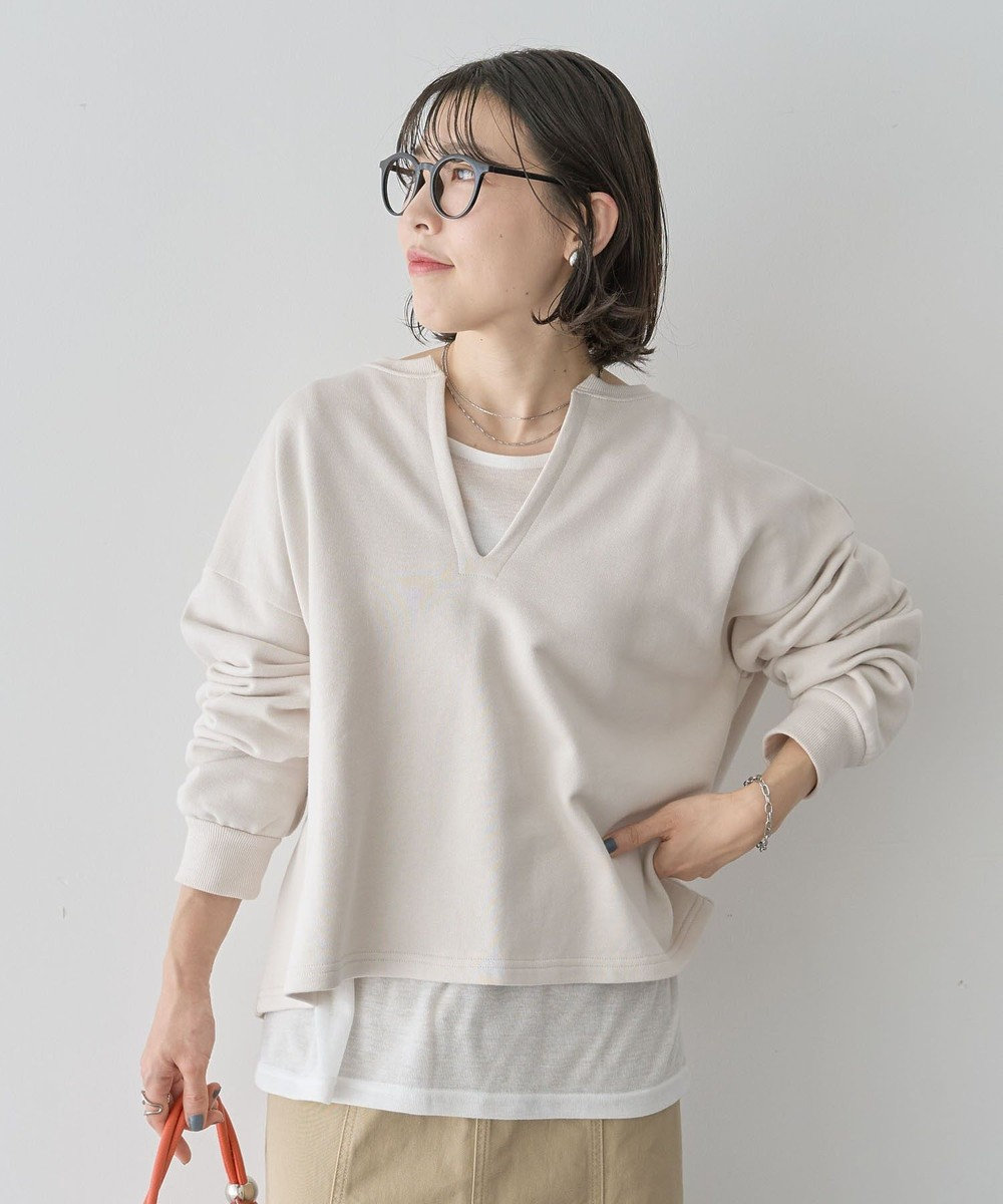 Green Parks ＳＥＴ２点　深Ｖネック裏毛＋プルオーバー 